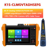 K15 CCTV Tester 8K H.265 IP Camera Test Multi-function 8MP CVI TVI AHD SDI UTP Cable Test and RJ45 Cable TDR Test