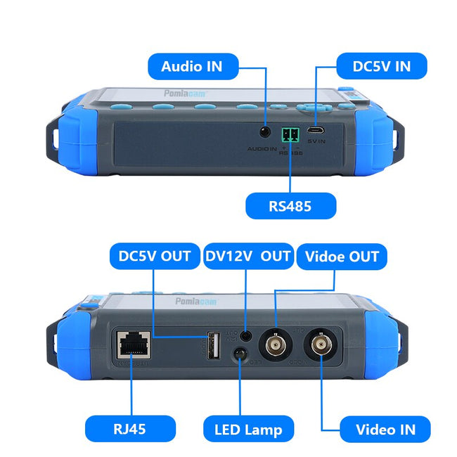 HD-Koaxialkamera-Tester, CCTV-Tester, Monitor IV8C, unterstützt 8 MP CVBS, AHD TVI, CVI, 4-in-1-Tester, 5-Zoll-Bildschirm mit PTZ-Controller 