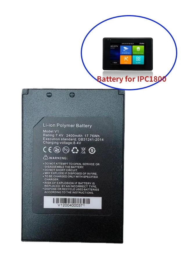 7.4V 2400mAh Lithium  Battery for Cctv Tester IPC-1800 / Ipc-1800plus