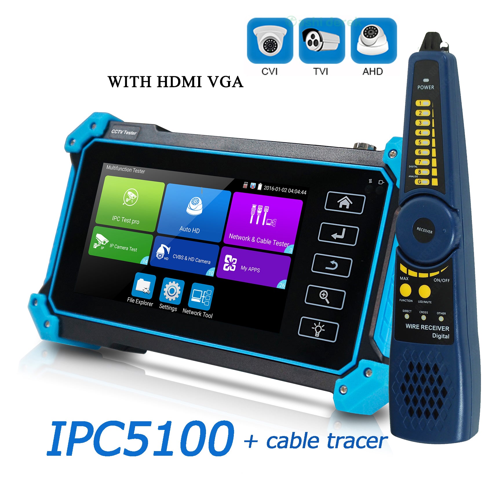 IP Camera Tester IPC-5200C Plus 5 Inch IPS Touch Screen H.265 4K 8MP –  POMIACAM